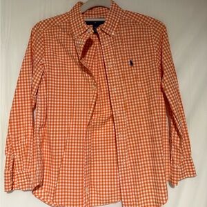 Ralph Lauren Orange & White Gingham Button-Down Shirt